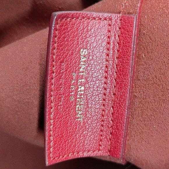 Auth Yves Saint Laurent Tote Bag Red Leather #61173Y40 - Picture 6 of 9